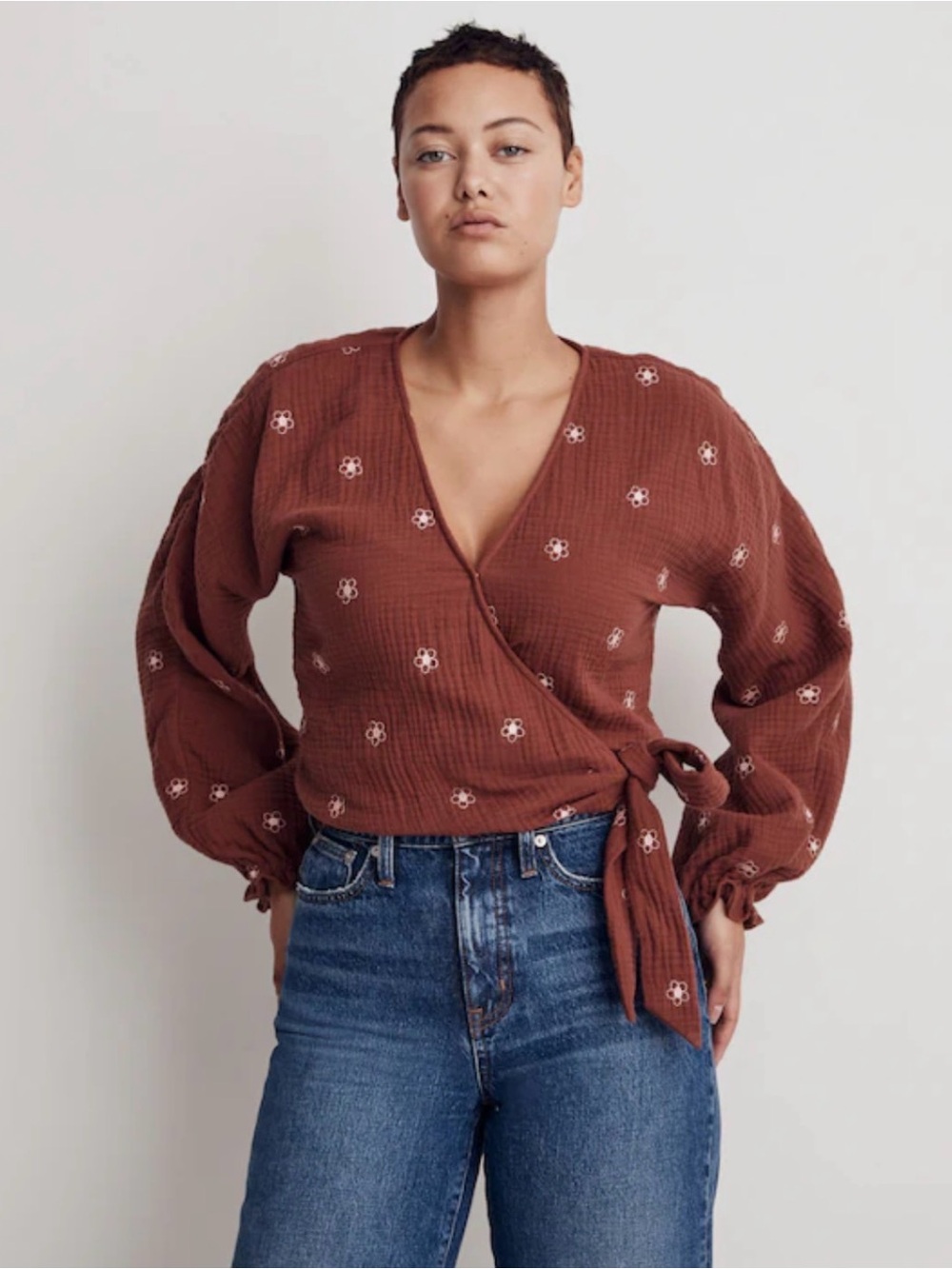 Madewell Lightspun Maira Wrap Top. Size Medium